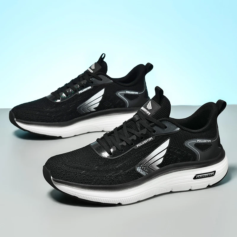 88099黑白春秋新款运动休闲跑步防滑耐磨时尚透气吸汗运动鞋网面