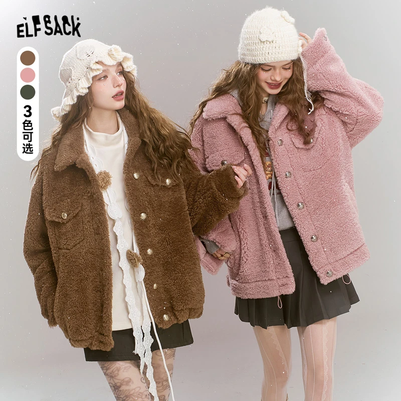 3025【金拐子】妖精的口袋复古短款毛呢外套女2024年季新款甜酷