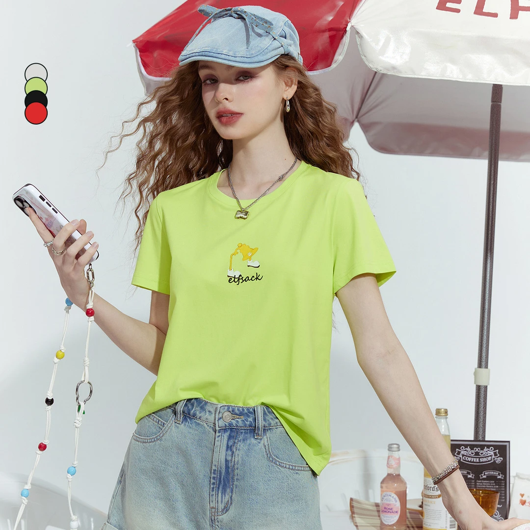 5121【金拐子】妖精的口袋夏款修身短袖T恤女百搭短款上衣