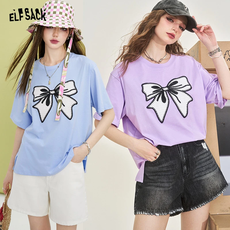 8072【赵老板专属】妖精的口袋少女方法论蝴蝶结印花宽松短袖t