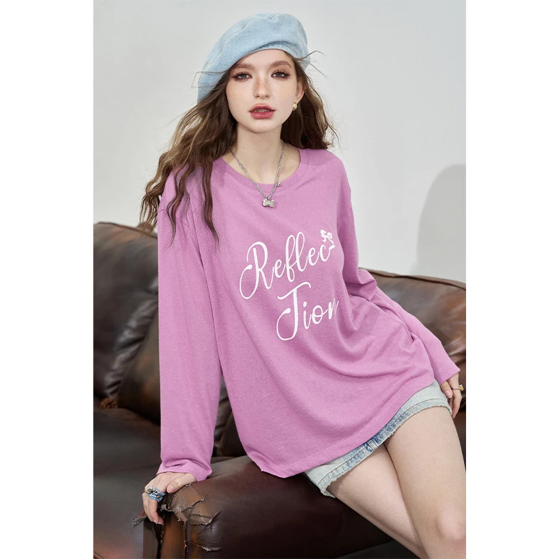 5098【金拐子】妖精的口袋字母印花白色宽松t恤女2024年夏季