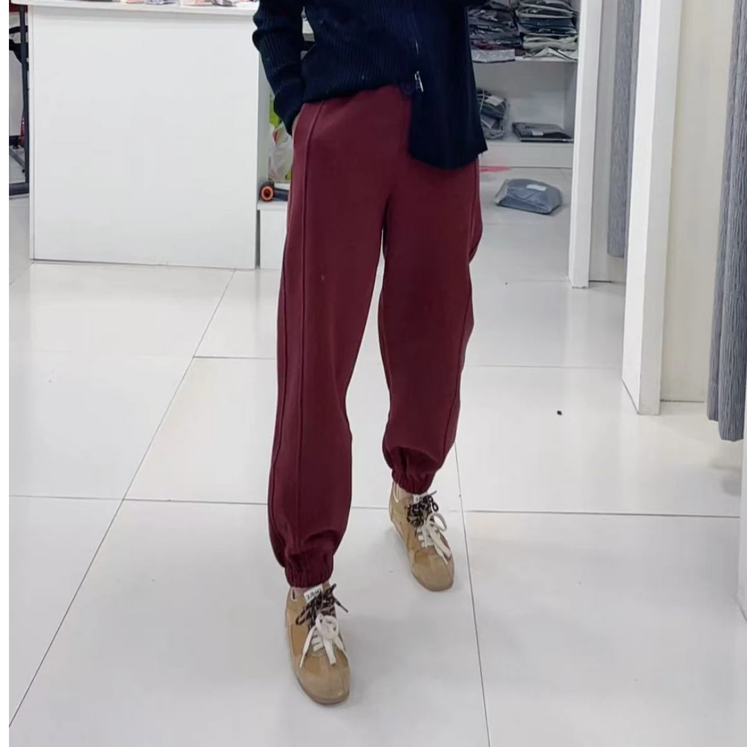 小景推荐 S93欧版小刺绣加绒休闲卫裤-8225