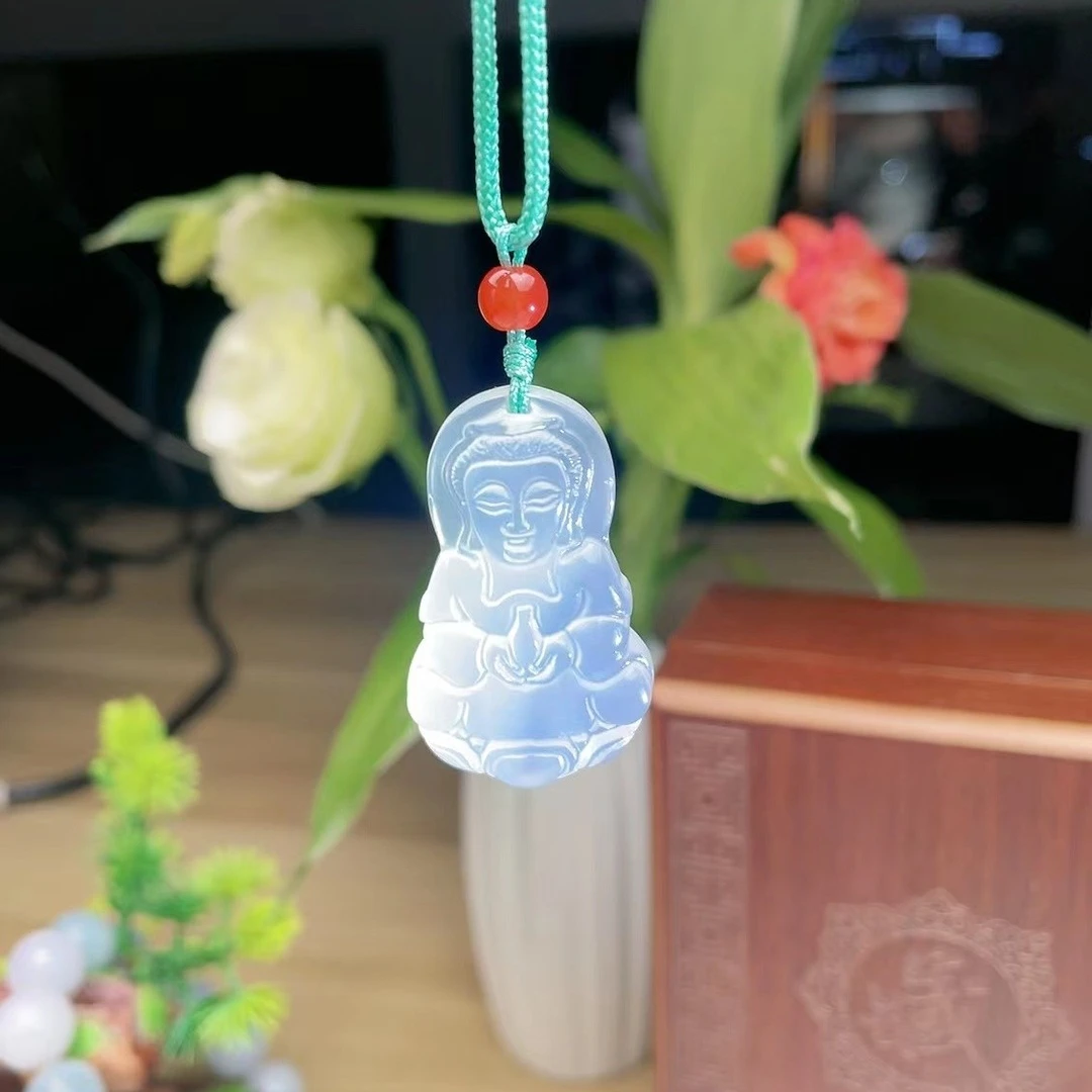 高端典雅天然玉石宝宝佛送礼好物-玛瑙玉髓-白冰玉石守护神之一