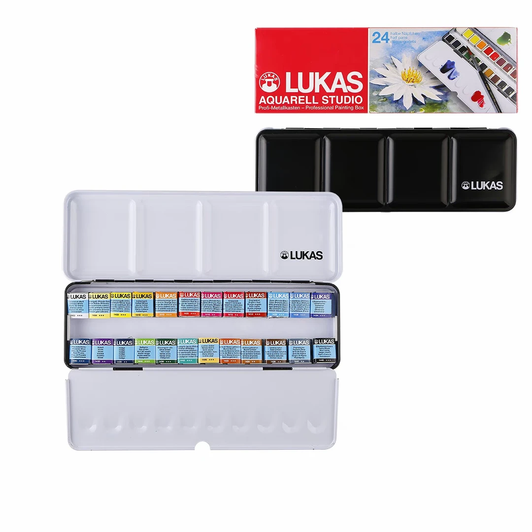 德国luka卢卡斯固体水彩套装24色学院级学生专业写生插画水彩颜料