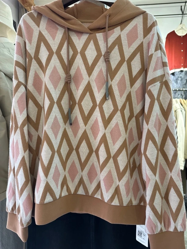 品牌设计师款花卫衣针织休闲百搭格子秋冬圆领