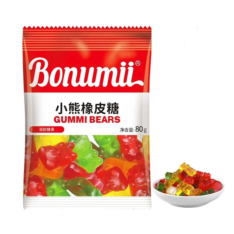 【25年10月到期】宝奴咪小熊橡皮糖多彩酸甜QQ水果凝胶糖果80g*4包