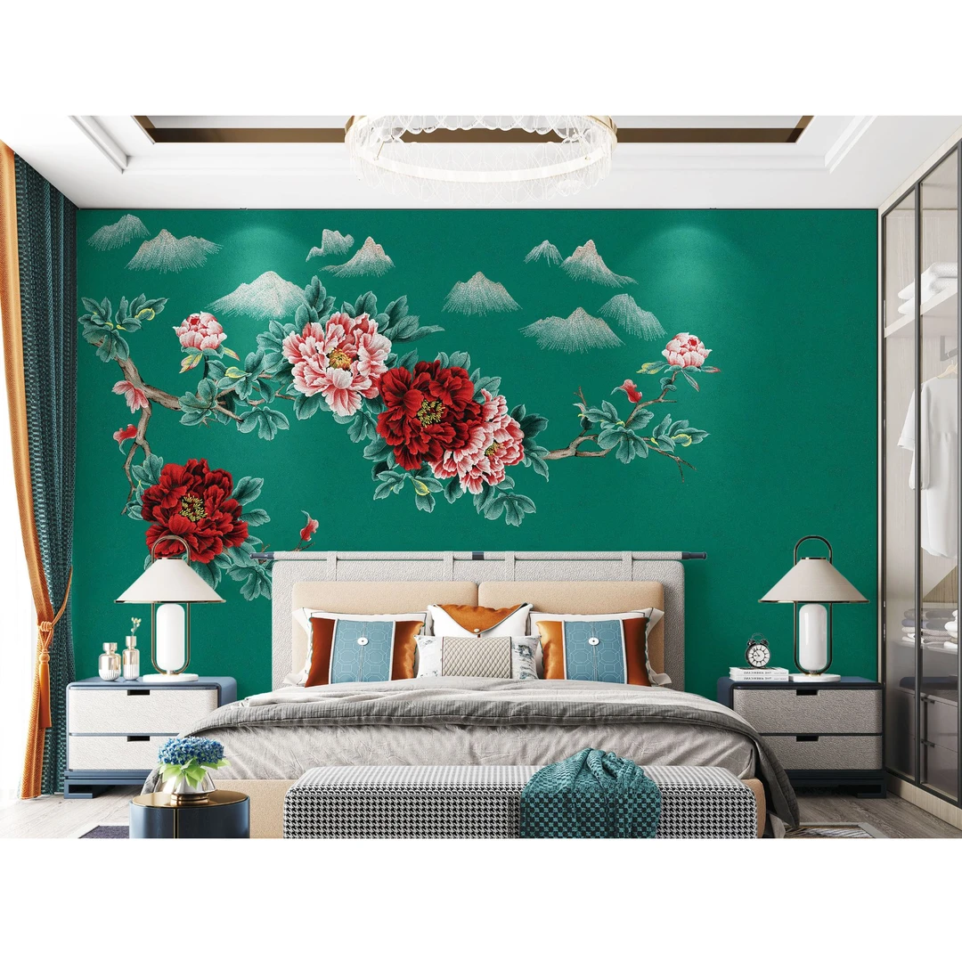 静绣阁 爱情如花 新中式/中式沙发，床头，电视独秀背景墙