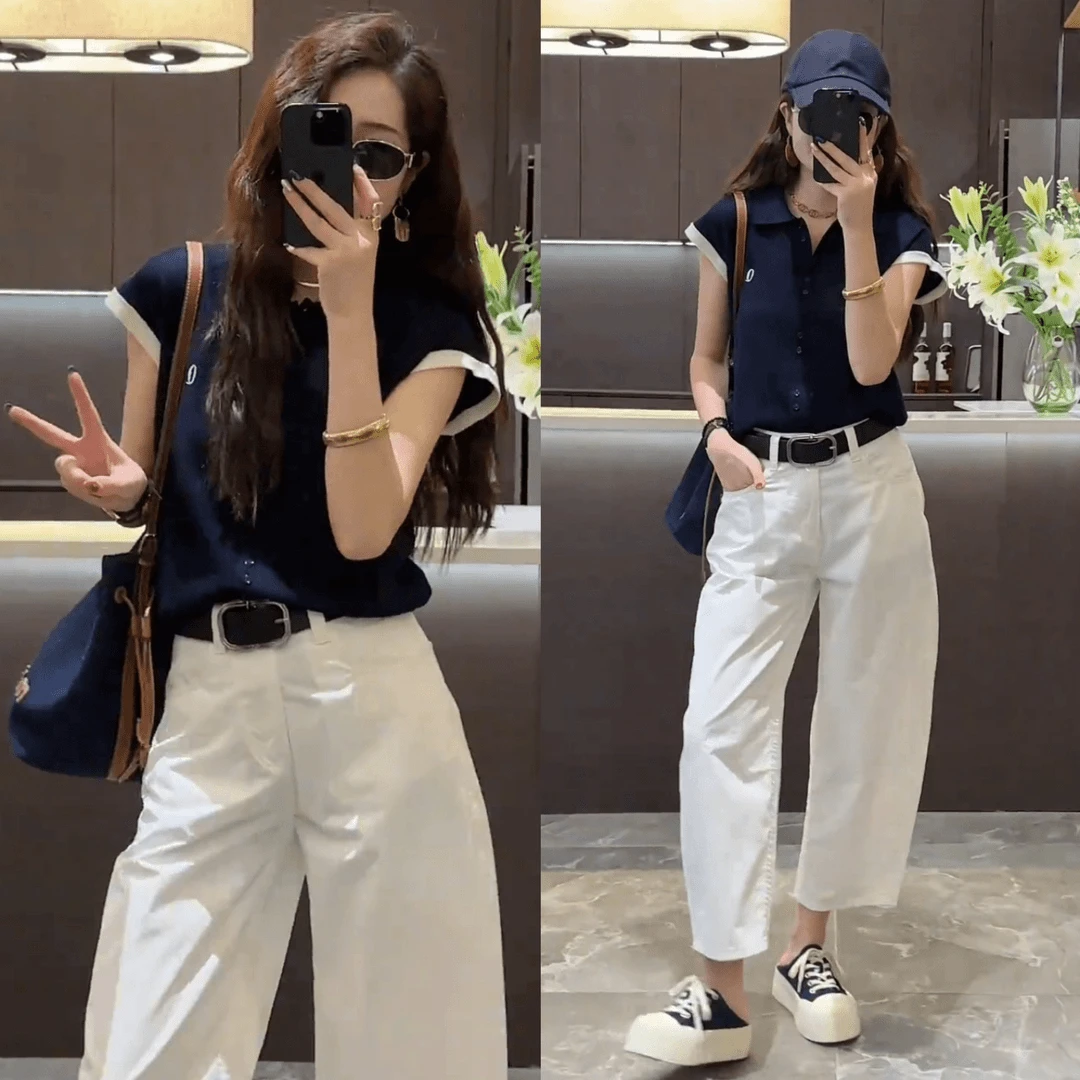 2025夏装搭配一整套欧货时尚洋气套装小个子时髦针织短袖套装