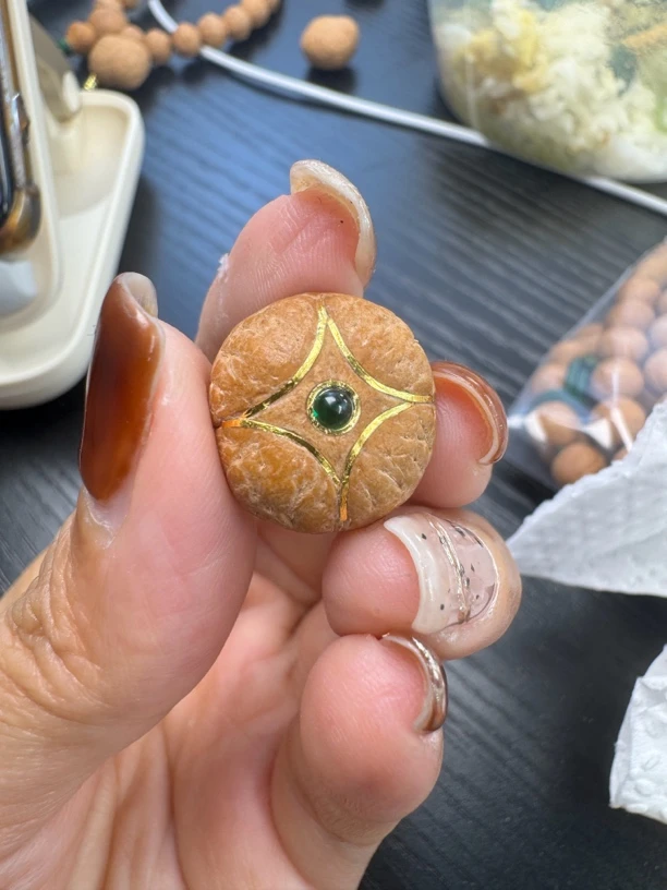 麒麟三通17+凤眼菩提镶嵌金钉