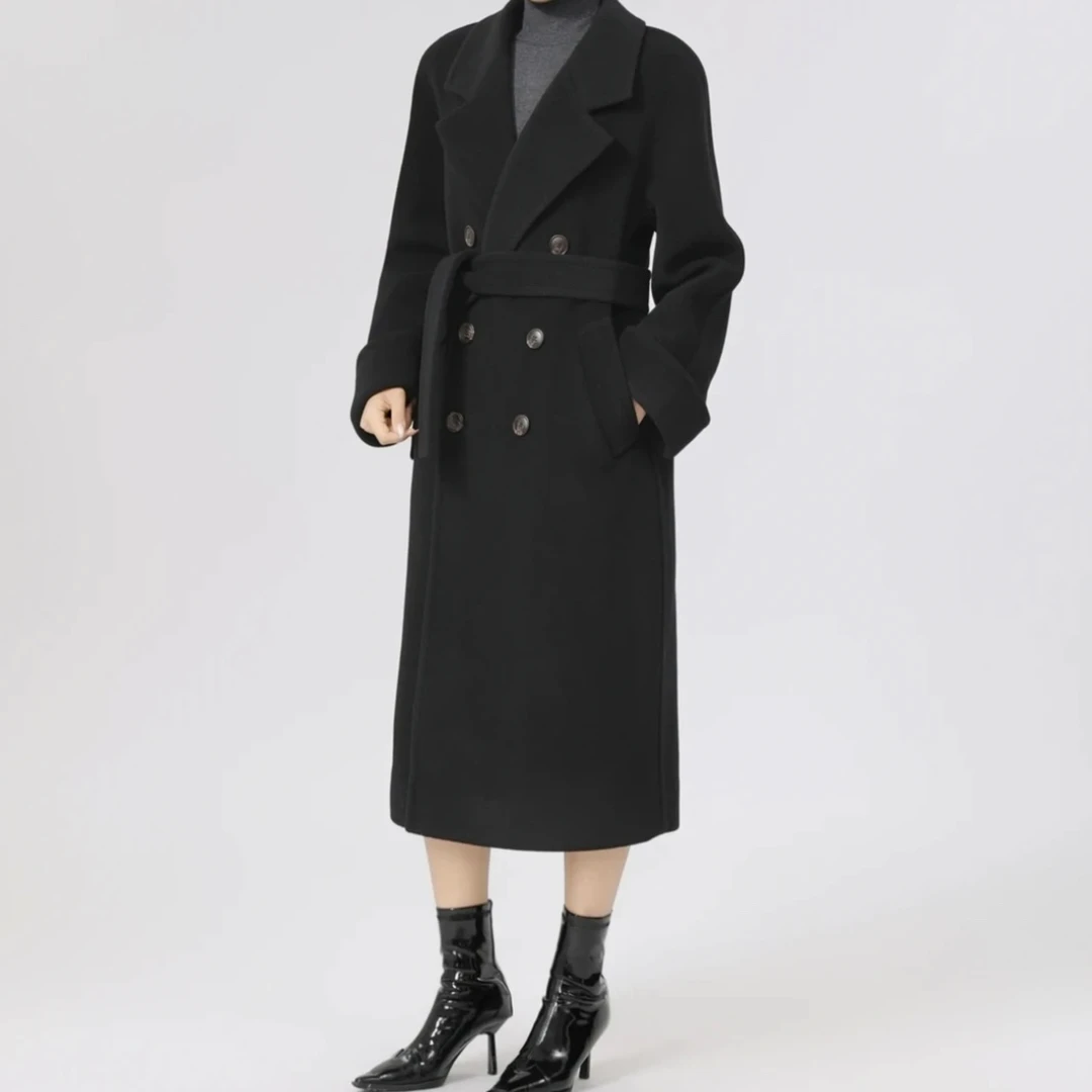 【北京阿玛施】秋冬款时尚气质翻领长款大衣女秋冬高级感5400861