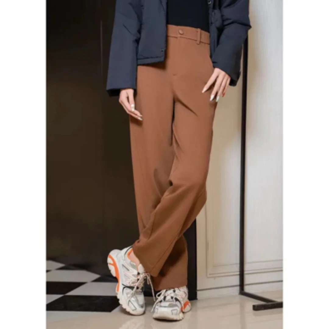 北京阿玛施5100529 秋冬新款直筒休闲裤女高腰宽松舒适时尚百搭