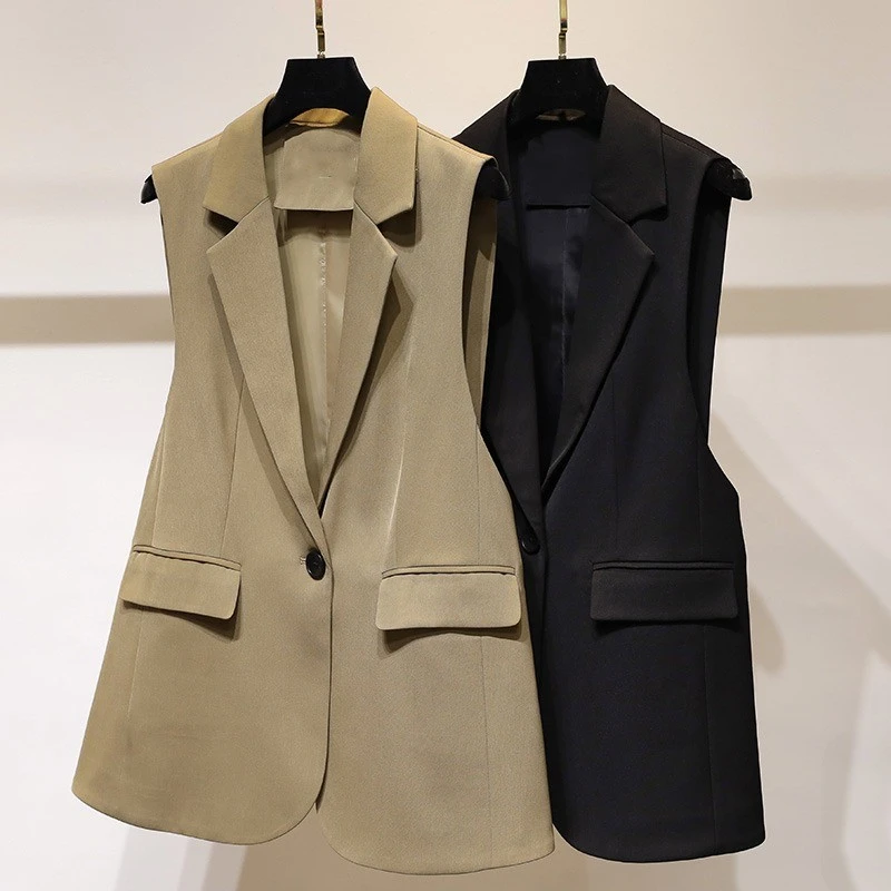 斜纹西装马甲女气质韩版宽松休闲春秋新款英伦风时尚背心马夹女士