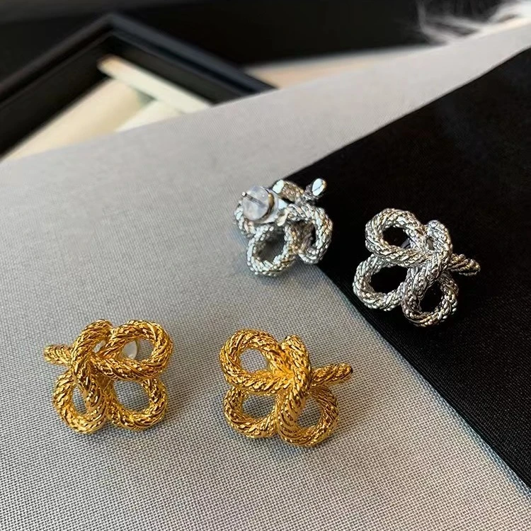 kshmir 铜合金耳饰 时尚金色气质中古轻奢精致花朵简约小众耳钉