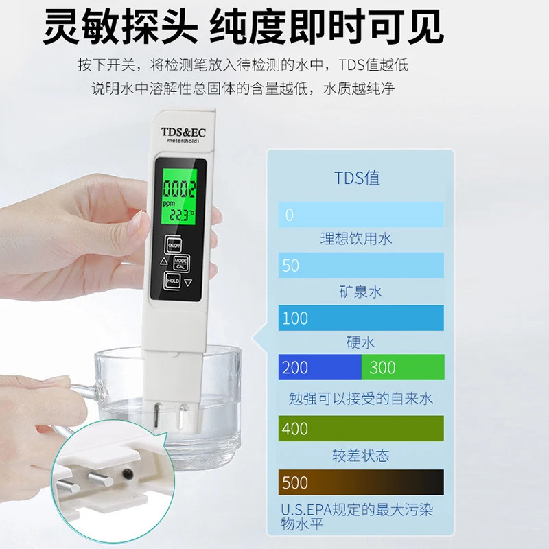 【自来水-杂质检测】纯净水水质检测笔TDS
