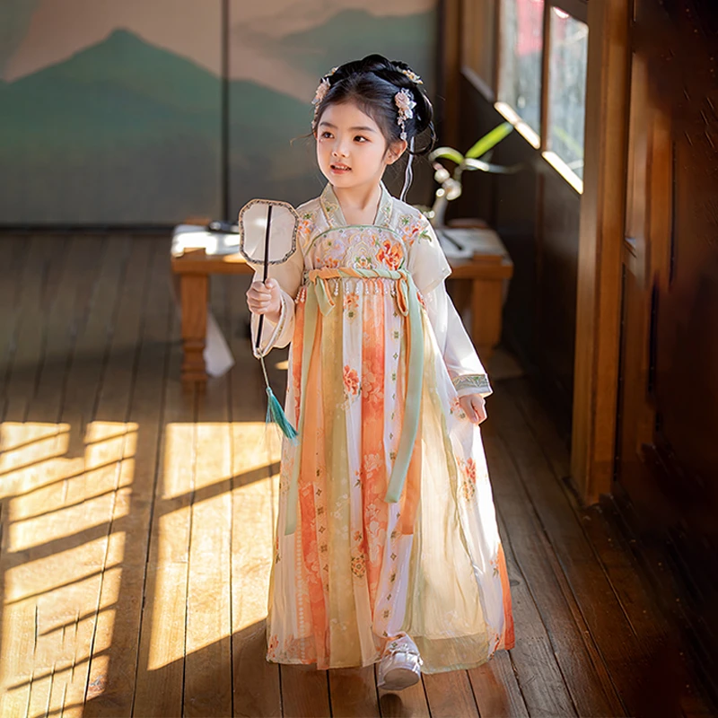 小女孩中式薄款儿童12-15岁女童汉服女宝汉服夏季中国风齐胸套装