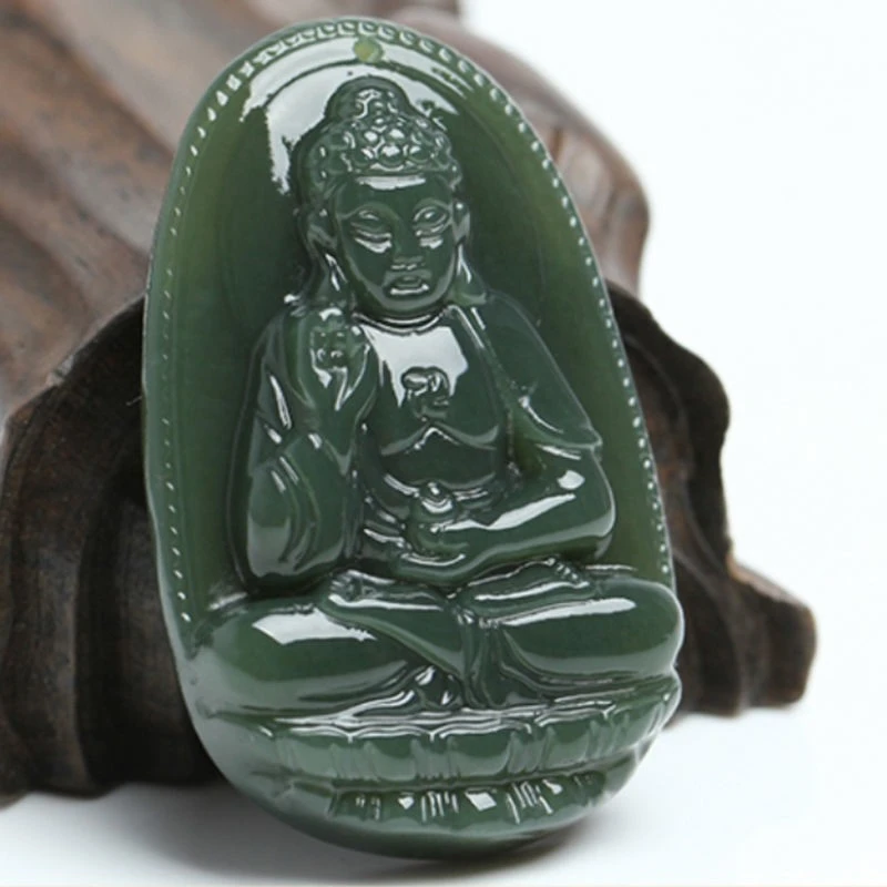 和田玉青玉守护神玉阿弥陀佛和田玉吊坠观音男士项链女款和田玉佛