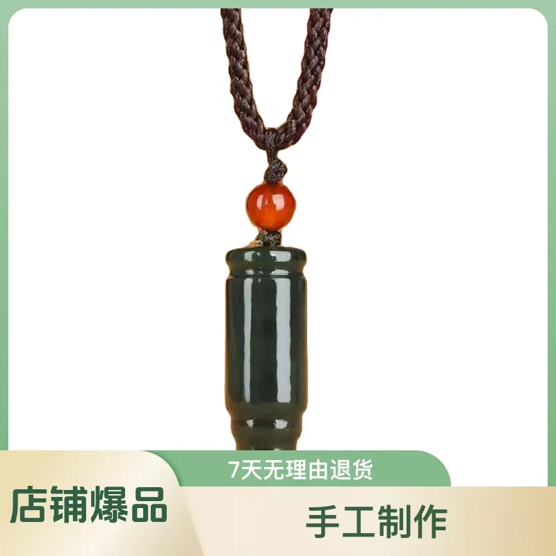 精青玉子弹挂件手工女款男款百搭节节高升配绳项坠时尚兄弟雕刻