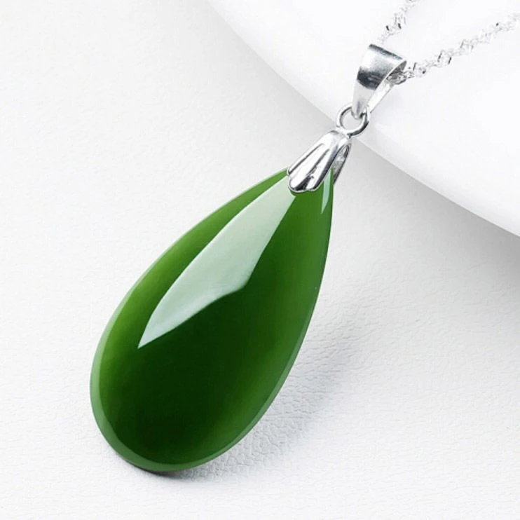 玉髓水滴吊坠绿玉髓吊坠挂件男女款菠菜绿水滴吊坠女士百搭