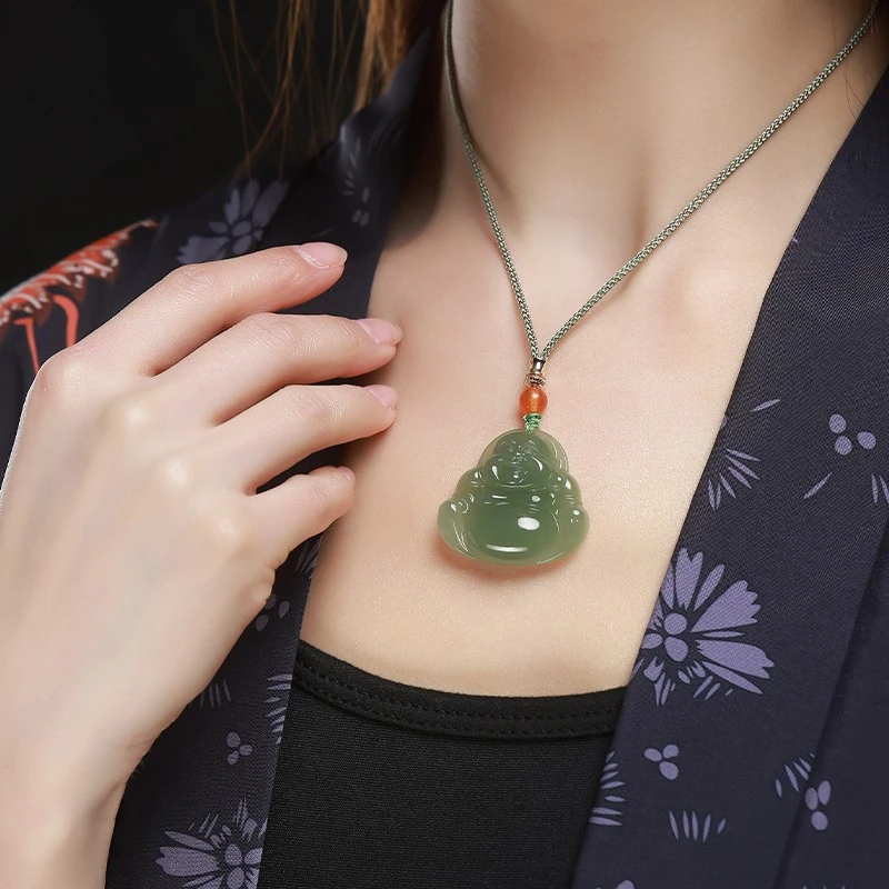 和田玉弥勒佛吊坠玉佛女项链佛公玉坠大肚笑佛玉石佛像玉佩玉坠子