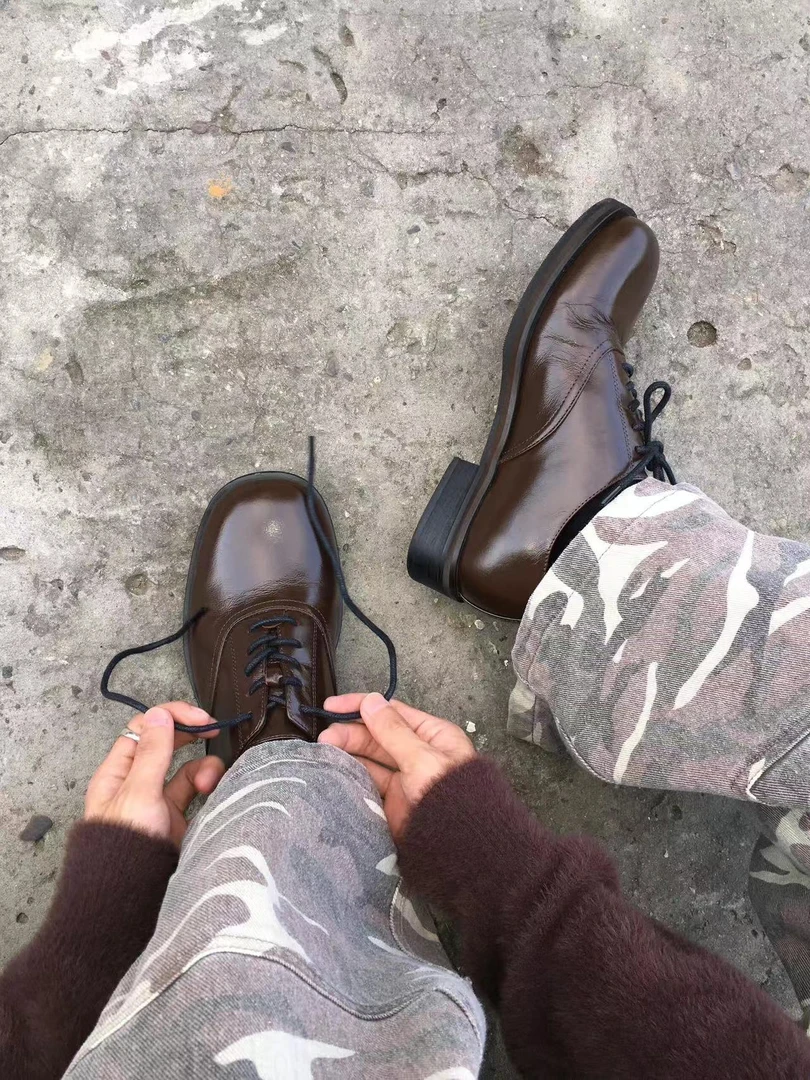 Cleanfit德比鞋厚底复古百搭冬季潮流方头休闲皮鞋英伦男女同款