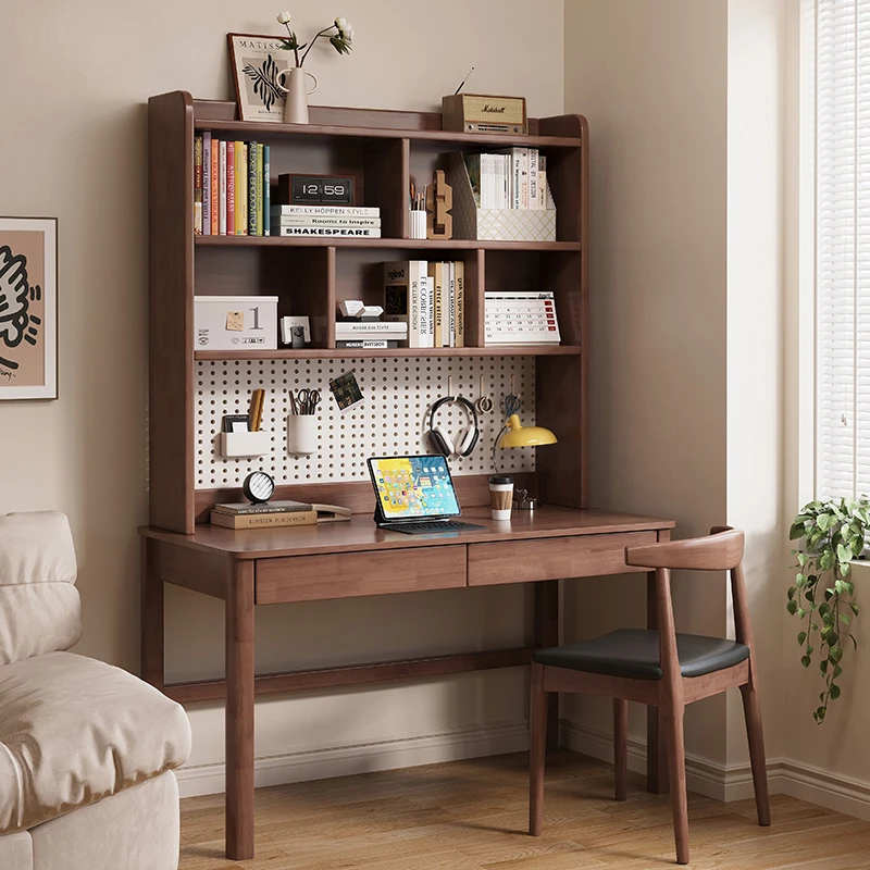 实木学生占用家用可升降写字桌卧室带洞洞板学习桌实木学习桌