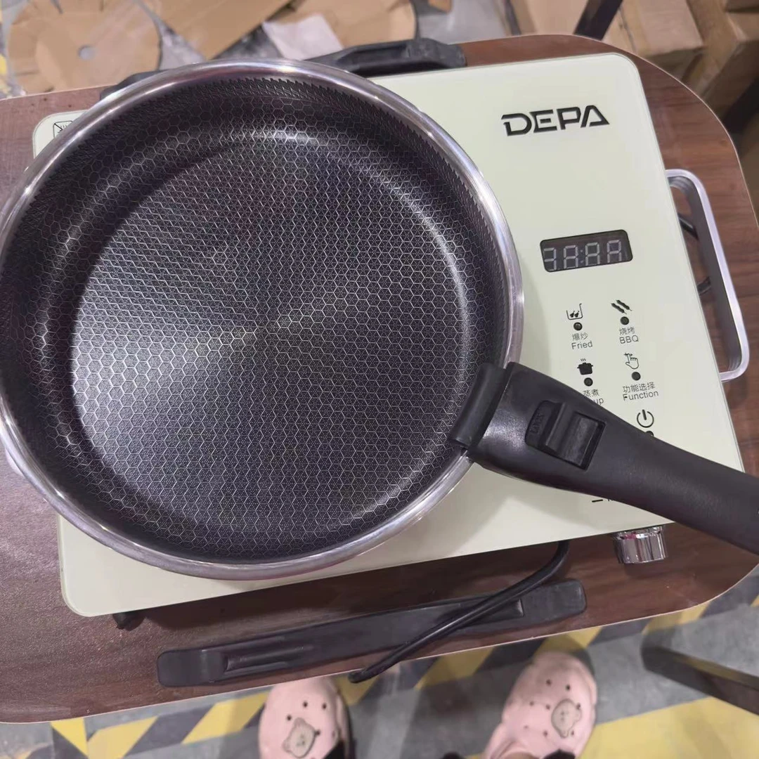 可拆卸手柄不锈钢煎锅