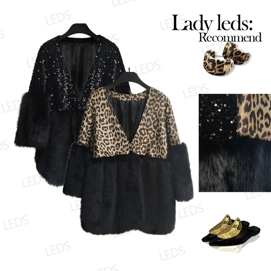 LEDS 2204冬季新款时尚百搭网红拼接款两色外套