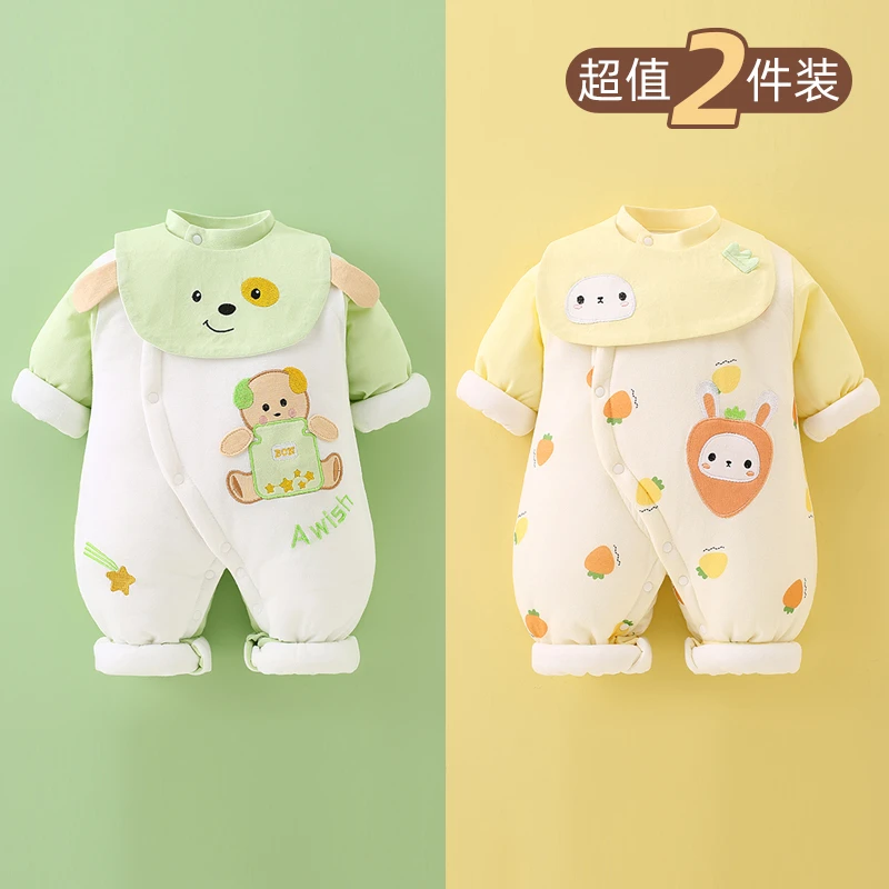 婴儿衣服冬季夹棉保暖冬装新生儿连体衣冬天外穿外出宝宝棉衣棉服