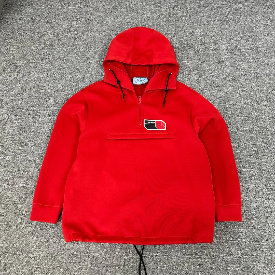 Prada 普拉达 太空棉 大Logo 连帽卫衣 99新 M码