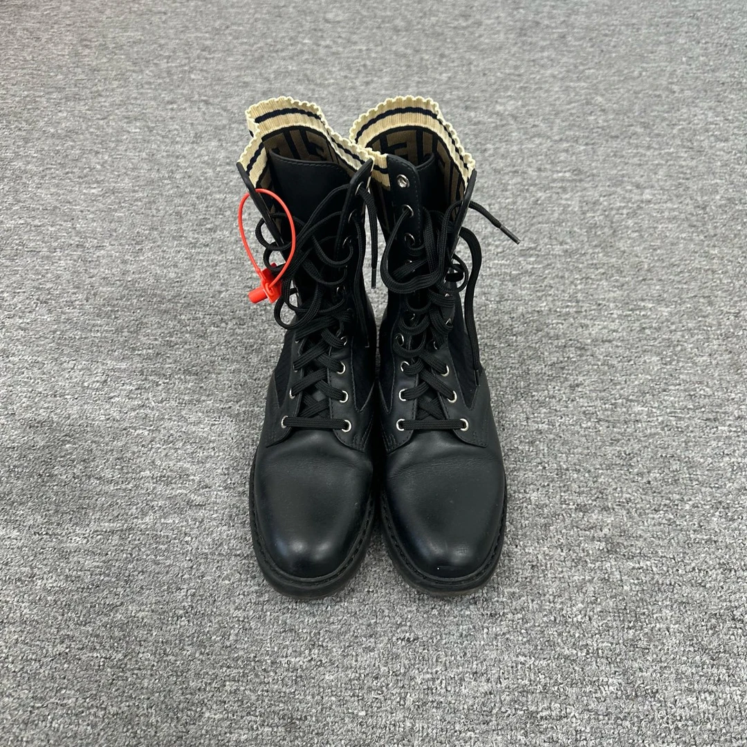 Fendi 芬迪 老花拼接 马丁靴 99新 37码