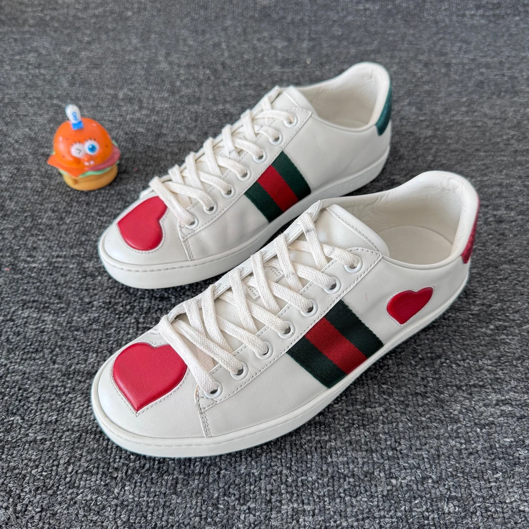 Gucci 古驰 爱心 红绿条纹 小白鞋 35.5码 99新