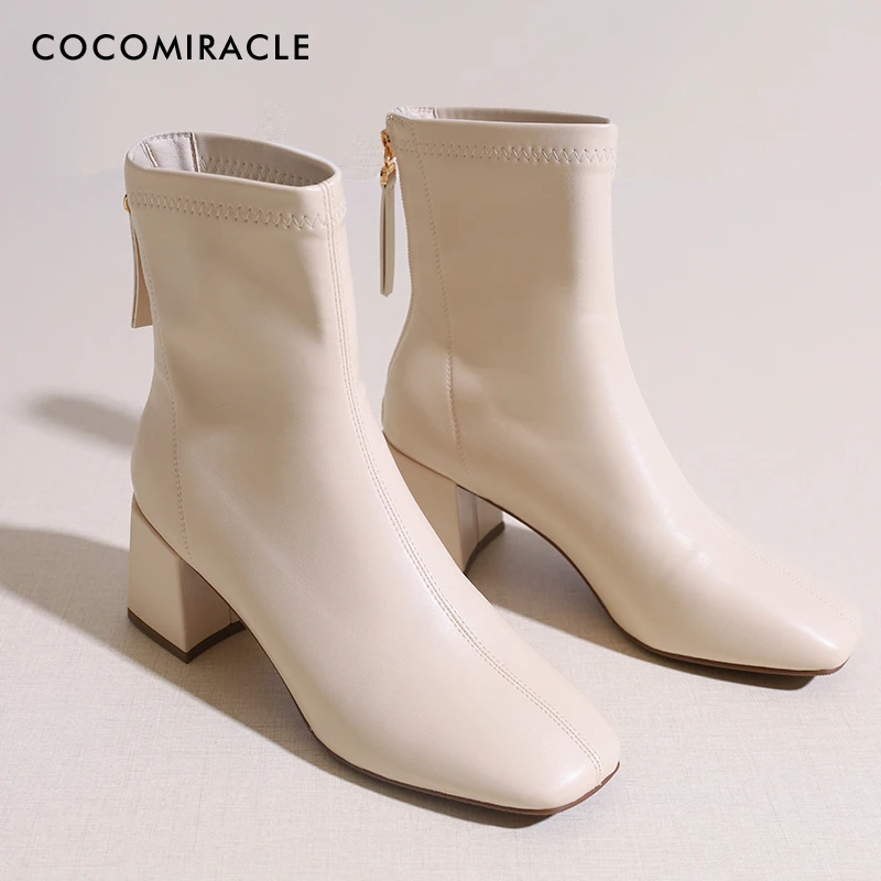 【马雪儿】法式方头厚底粗跟短靴KSL225107-2