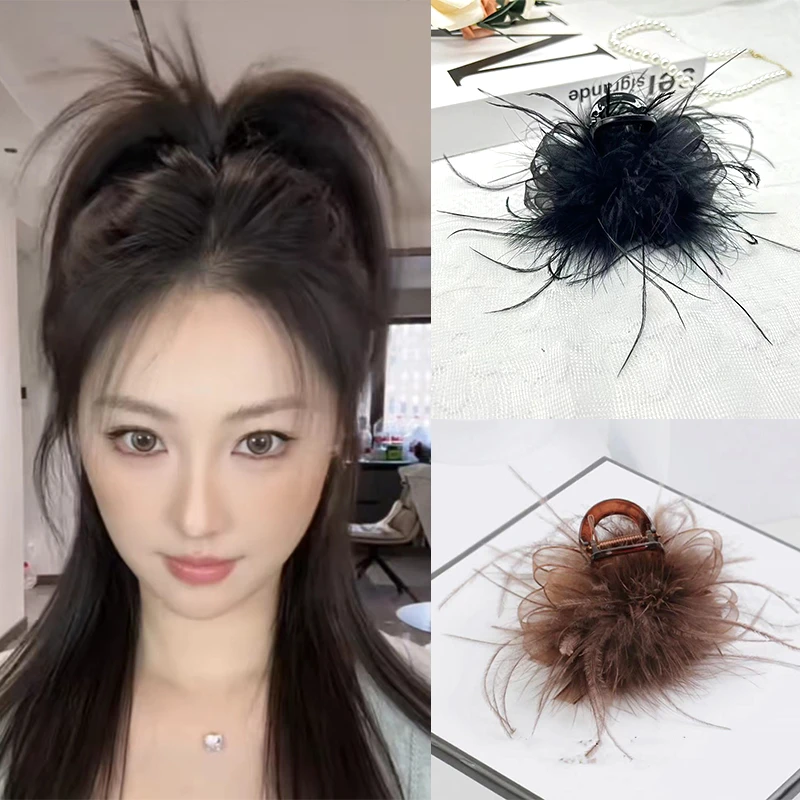 【织梦】新款浪漫羽毛8cm鲨鱼发夹抓夹时尚发饰