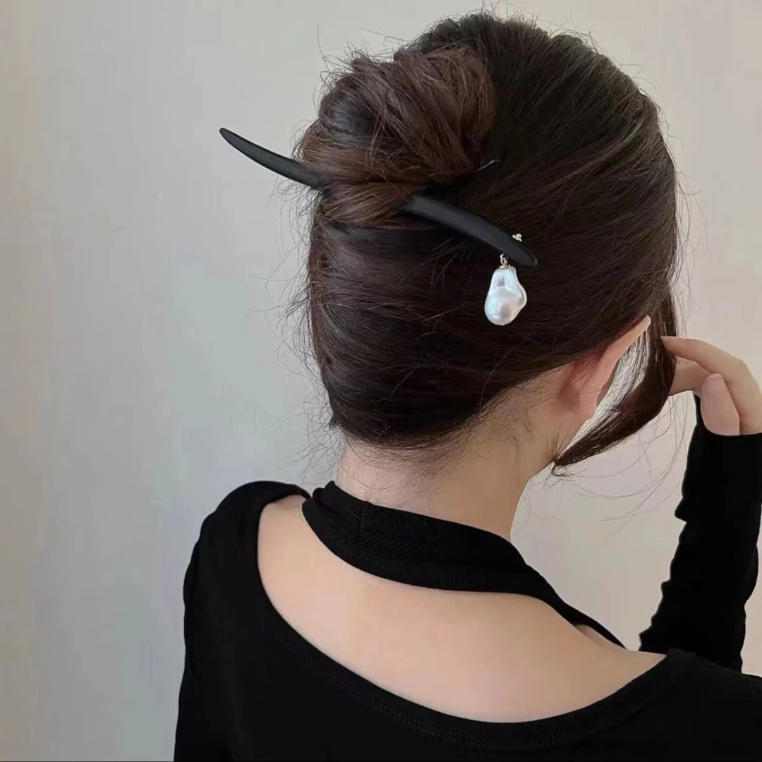 高级感黑色盘古风发饰木簪子