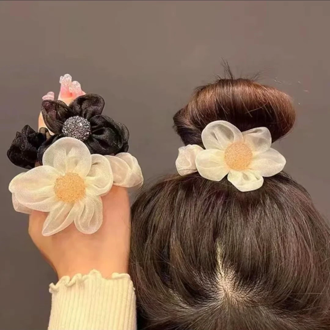 非金属发饰 新款太阳花欧根纱发圈发绳新娘头饰发箍
