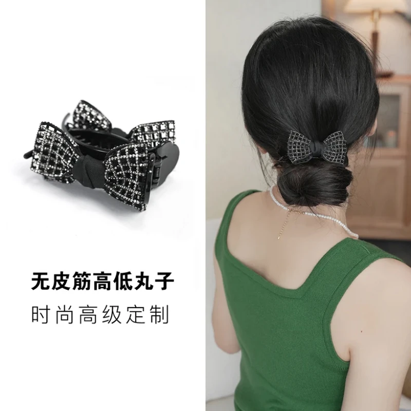 无皮筋高低丸子发夹蝴蝶结发饰