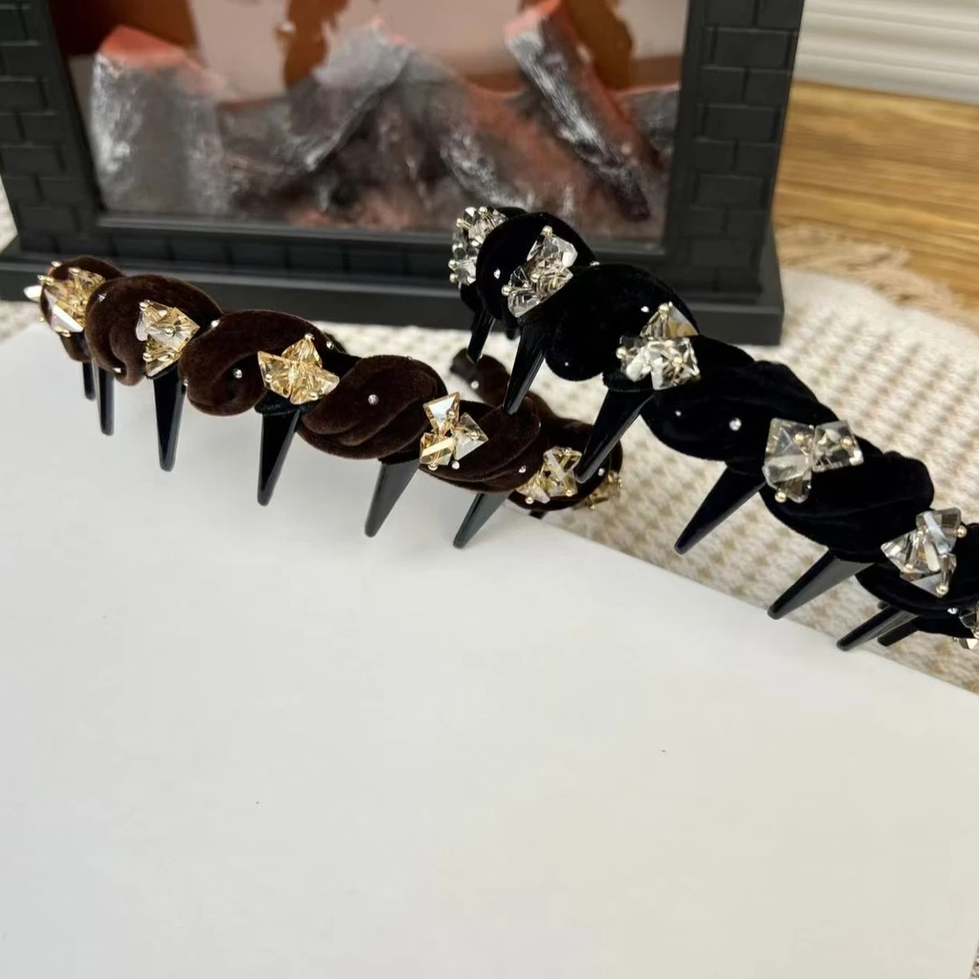 新款精致丝绒带齿波浪头箍重工百搭高颅顶轻奢发箍