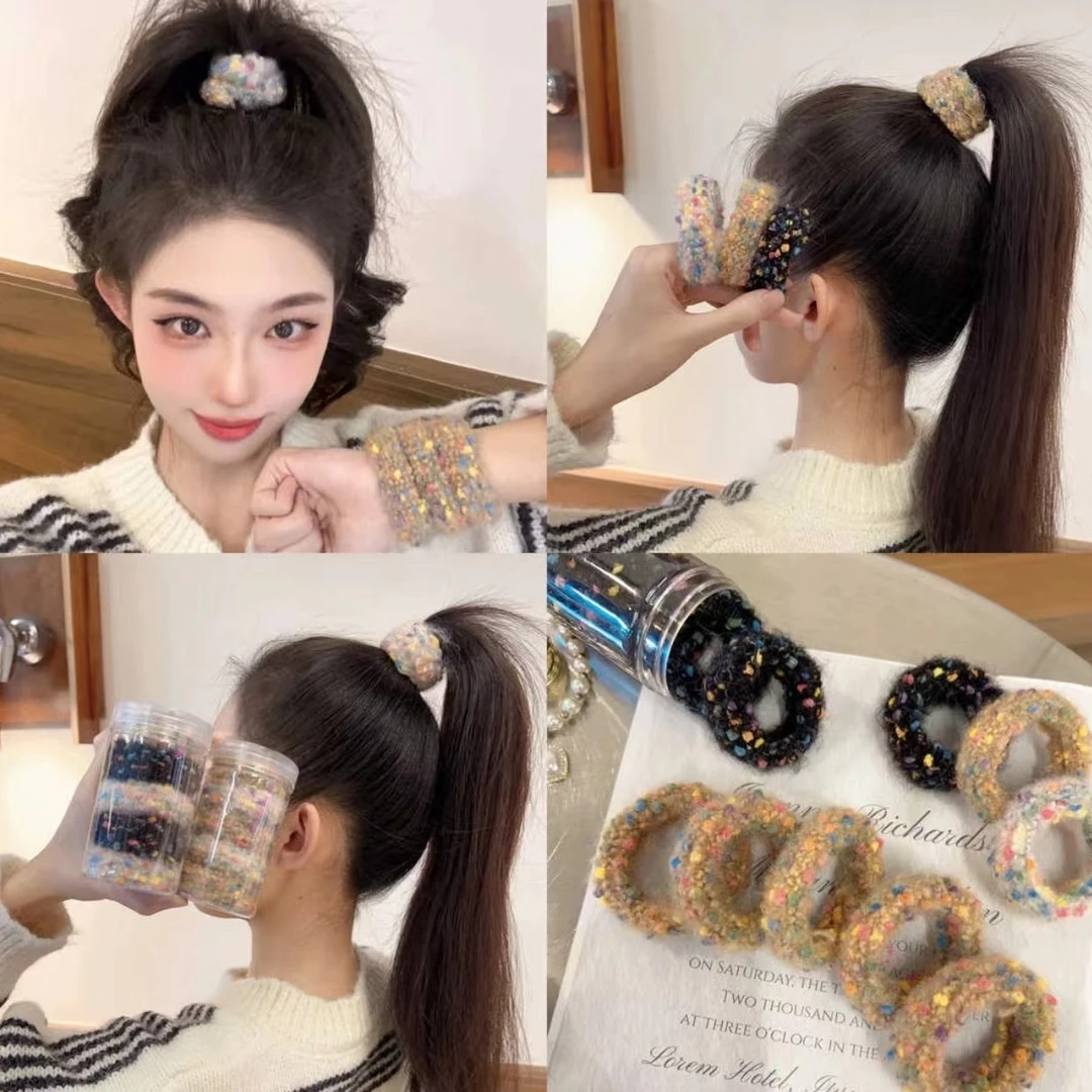 秋冬新品彩色人气发圈发饰日韩凤气质简约扎头皮筋加粗头绳头饰