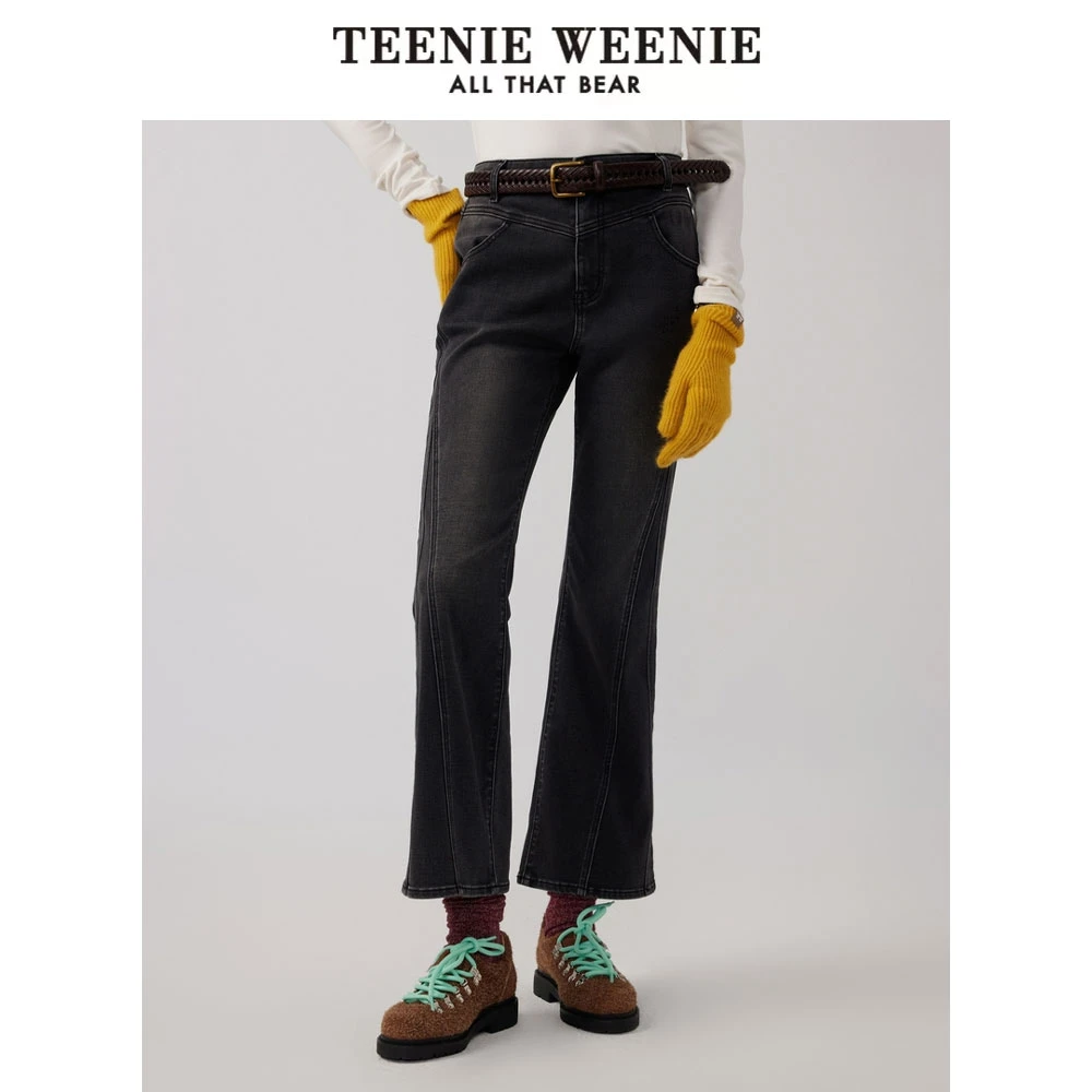 TeenieWeenie小熊牛仔裤女24女长裤修身喇叭裤休闲女TTTJ244T01T