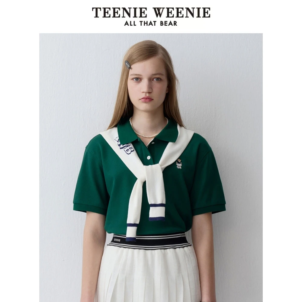 TeenieWeenie小熊24学院风简约条纹针织披肩时髦穿搭TTKN242502P