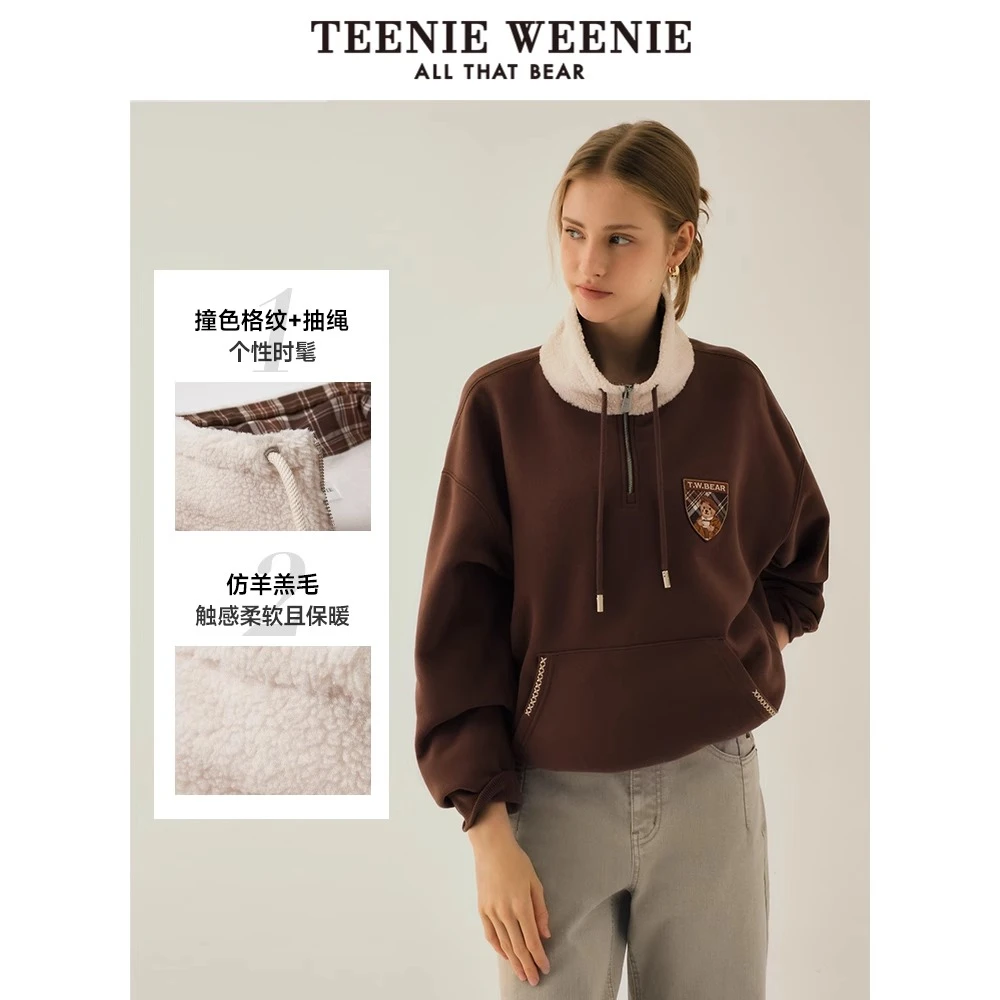 TeenieWeenie小熊时尚卡通卫衣女2024冬季新款女卫衣TTMA248V22N