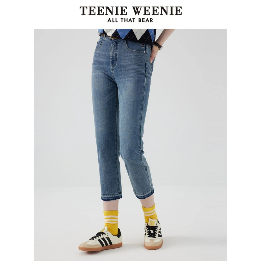 TeenieWeenie小熊24双排扣牛仔铅笔裤小脚裤修身长裤TTTJ243801P
