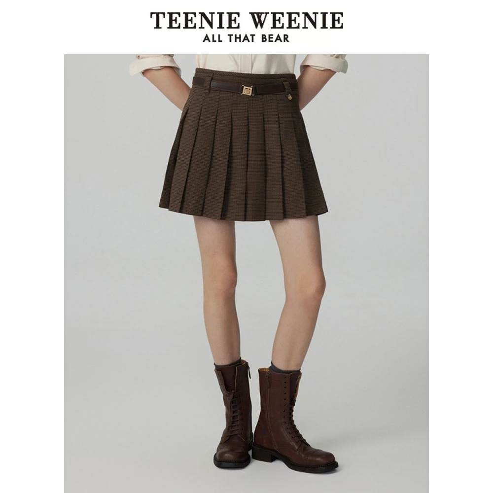 TeenieWeenie小熊优可丝优雅千鸟格百褶裙半身裙短裙TTWH244901W