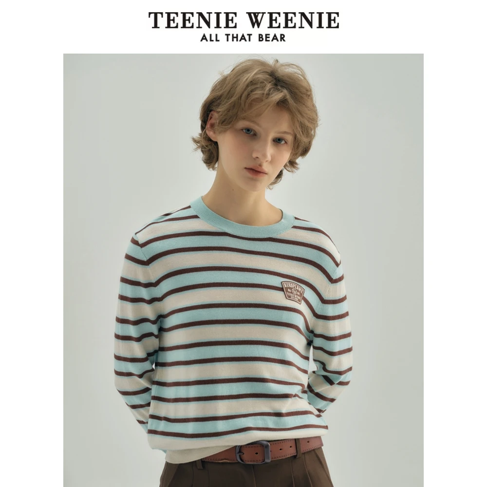 【桑蚕丝混纺】TeenieWeenie小熊24轻薄条纹套头毛衣女TTKW247701N