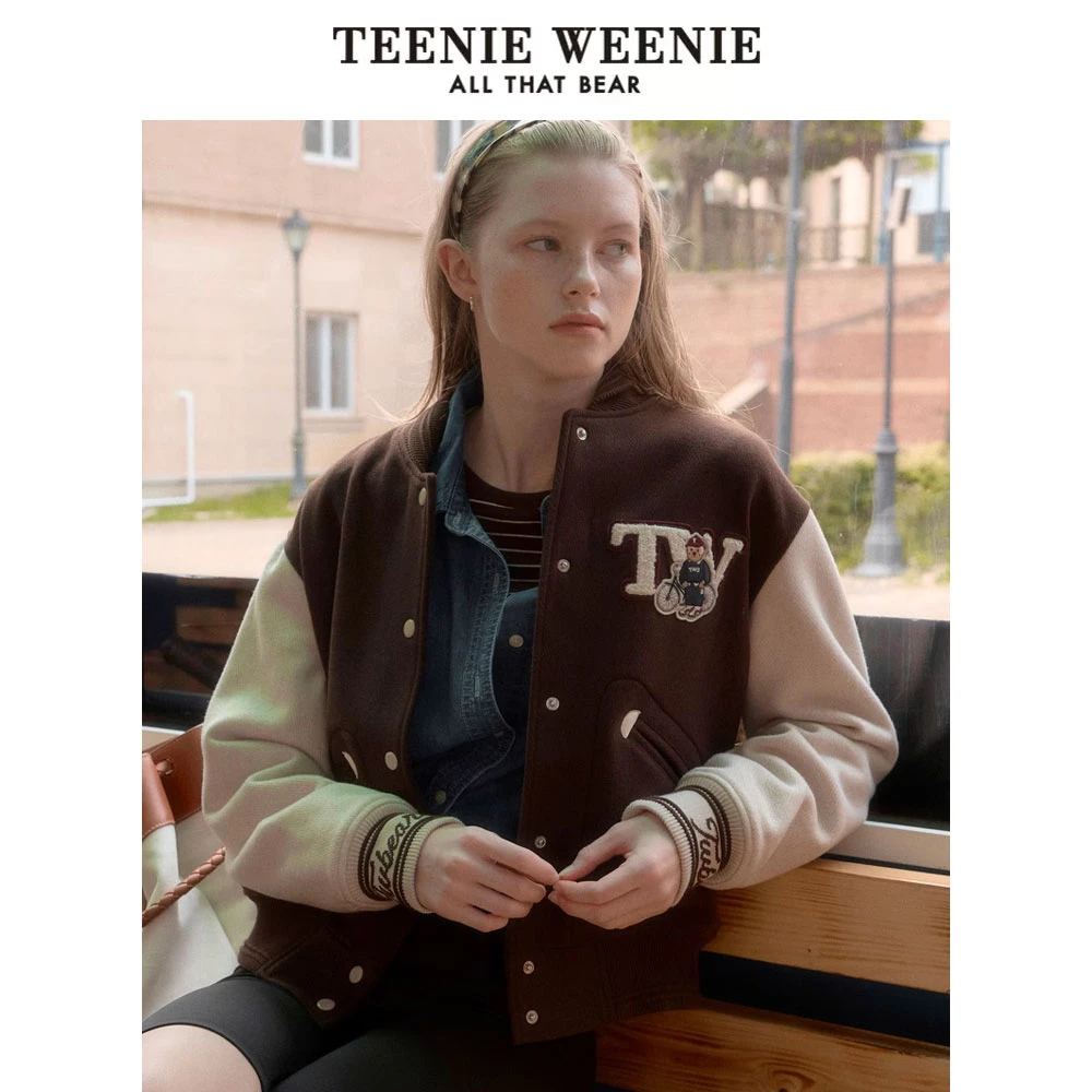 【绵羊毛混纺】TeenieWeenie小熊24学院风短款毛呢大衣TTJW248907N