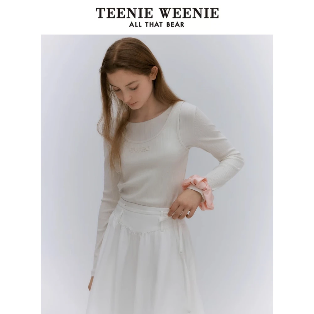 【莱卡】TeenieWeenie小熊24年莫代尔混纺假两件长袖T恤TTLA246416N
