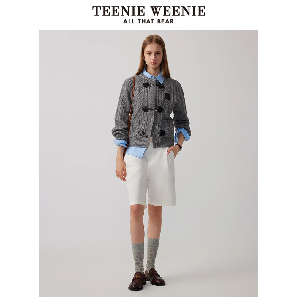 TeenieWeenie小熊24绞花针织开衫温柔风毛衣外套女装TTCK244T02W