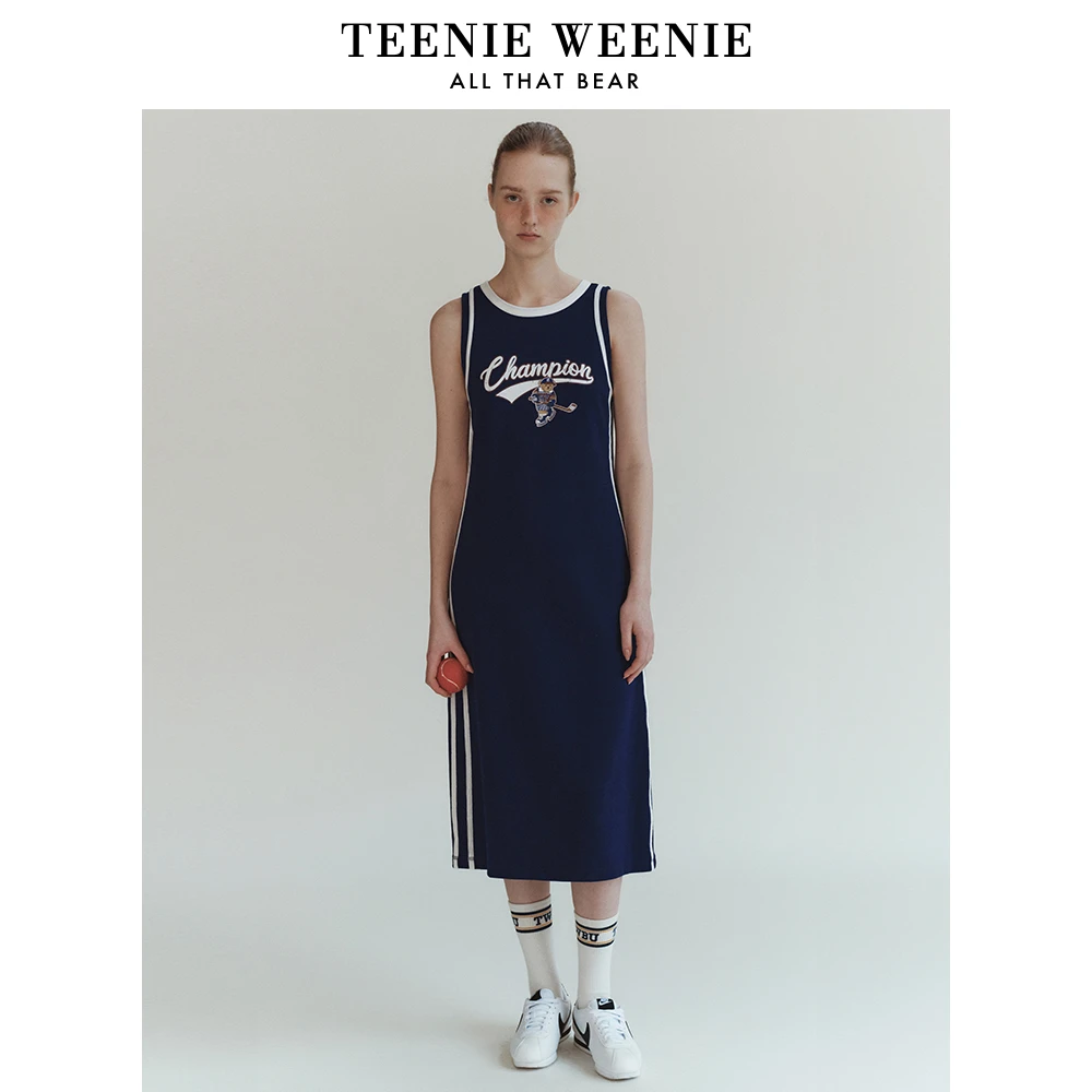 TeenieWeenie小熊24休闲运动无袖圆领背心长款连衣裙TTOM246403N