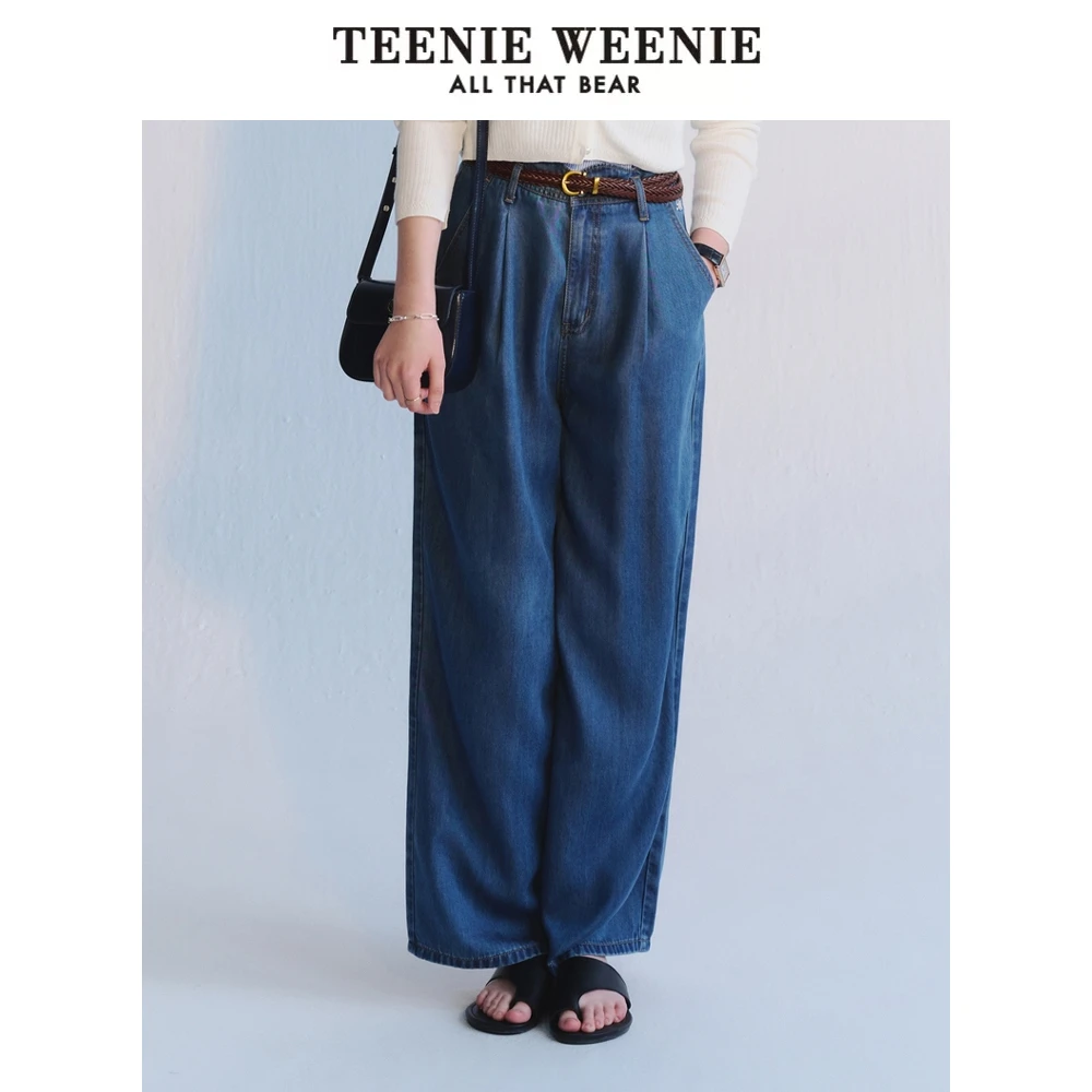 TeenieWeenie小熊24年夏季新款自然腰牛仔直筒裤长裤TTTJ242601P
