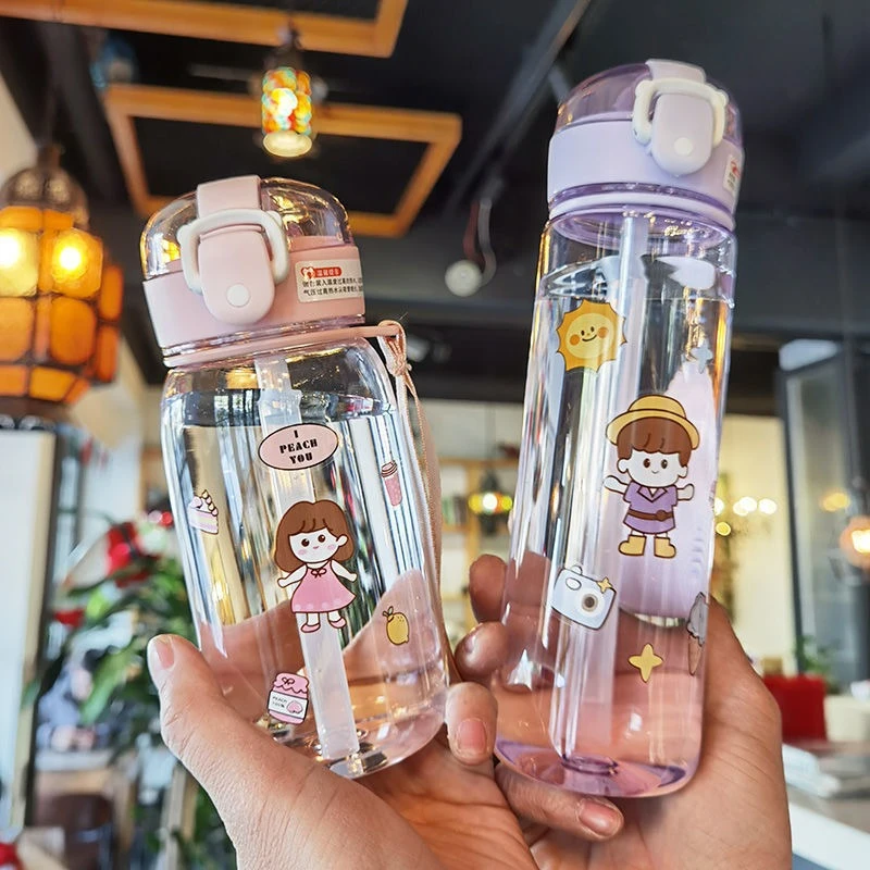 小学生儿童水杯上学专用吸管杯塑料杯夏季女孩喝水防摔耐高温杯子